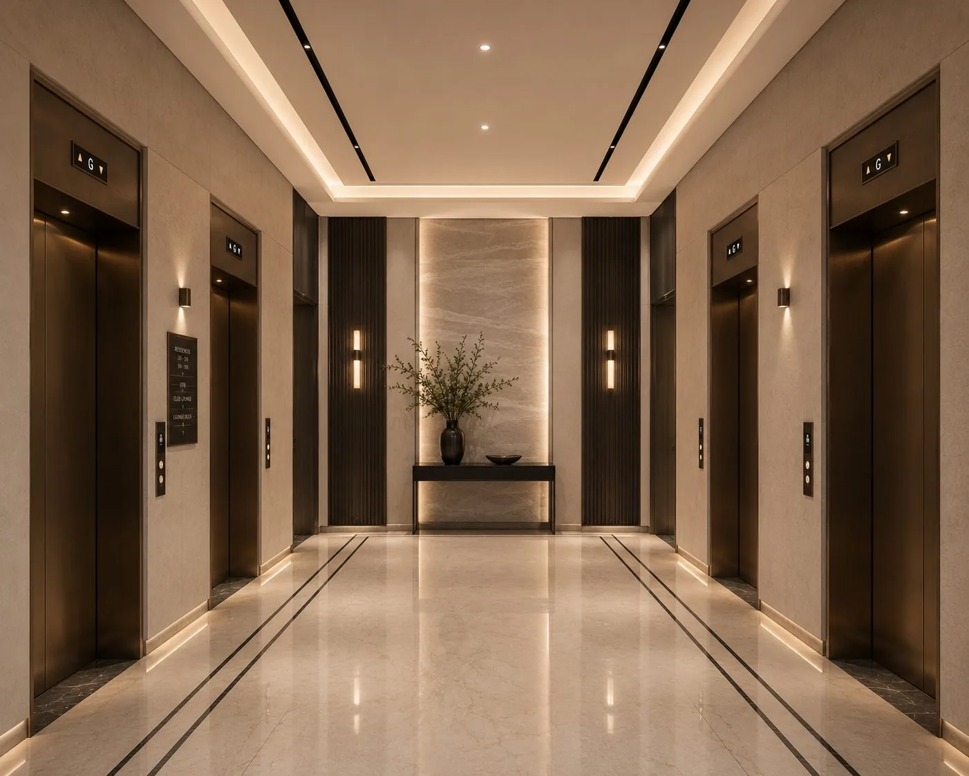Private lift lobby with four lifts